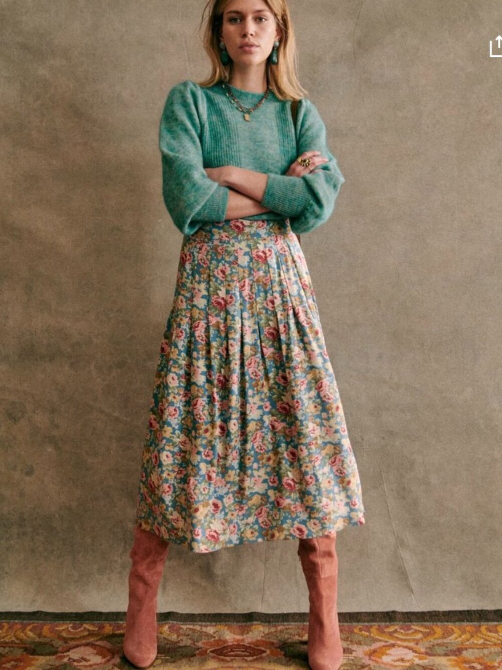 Sezane Jade Skirt in Floral